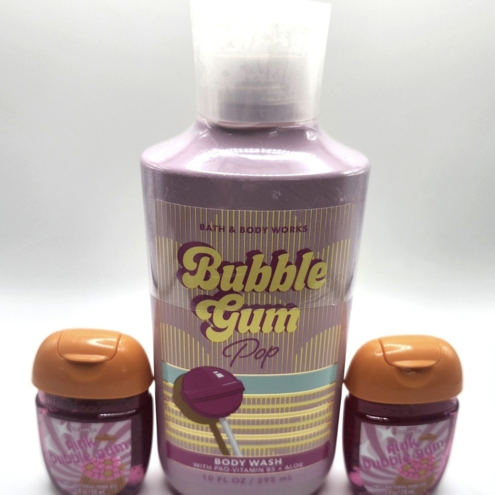 Bath & Body Works Bundle ~ BUBBLE GUM POP ~ Body Wash & Hand Sanitizers! NEW!!